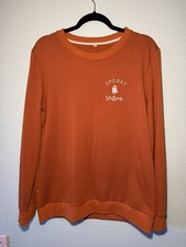 Women  s Spooky Season Ghost Sweatshirt Orange Long Sleeve Large Pullover