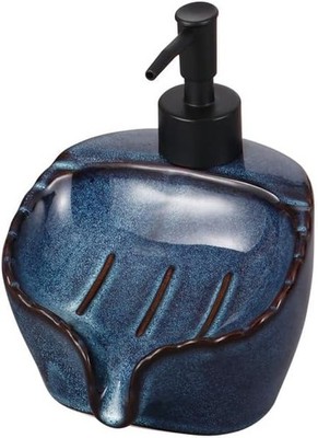 Ceramic Soap Dispenser with Drainable Soap Dish 2-in-1 Set, Multifunctional Hand