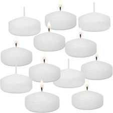 12 Pack 2-Inch White Floating Candles for Weddings, Parties, and Events