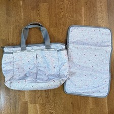 LeSportSac Baby Diaper Bag Black Multi Color Hearts Purse W/ Pad Large