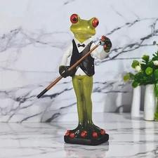6.75"H Frog Pool Player Figurine Ornament Home Decor Unique Gift