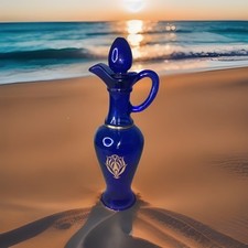 Avon Cobalt Blue Cruet Bath Decanter Skin So Soft Empty Glass Bottle W/Lid VTG