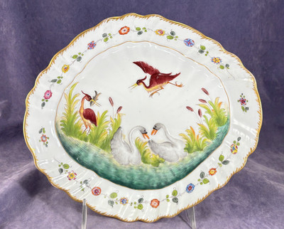 Antique Meissen Style Swan Service - Relief Design Gold Highlights - Capodimonte