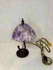 VTG Dale Tiffany? Style Mini Purple Umbrella Floral Table Lamp