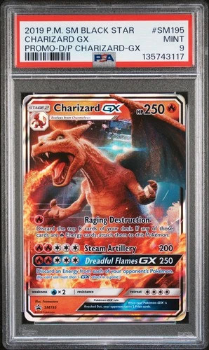 2019 POKEMON SM BLACK STAR PROMO #SM195 CHARIZARD GX PSA 9