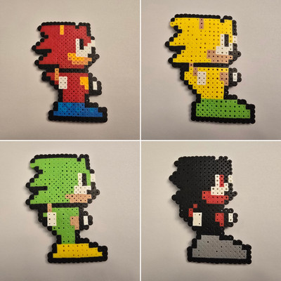 Custom Made Perler Bead Sonic The Hedgehog Sprite Artwork (CHOOSE WHAT YOU WANT)