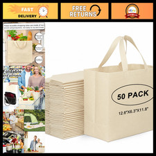 Reusable Black Tote Bags - Reinforced Handles, Non-Woven Bulk Shopping Bags
