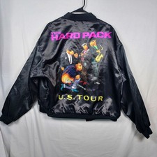 Vintage Swingster Hard Pack US Tour Satin Bomber Jacket Size L Black USA Made