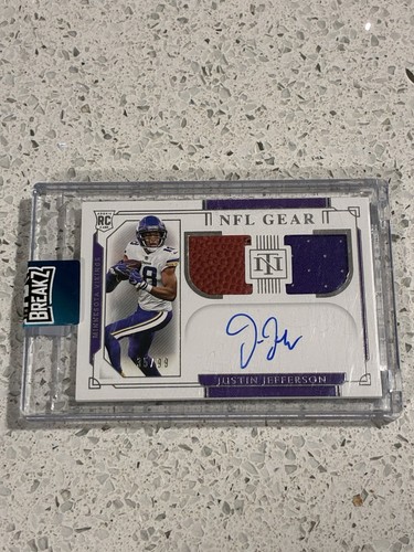 Justin Jefferson Rookie NFL Gear Signature Combos #RSC-JUJ 2020 Panini National Treasures card