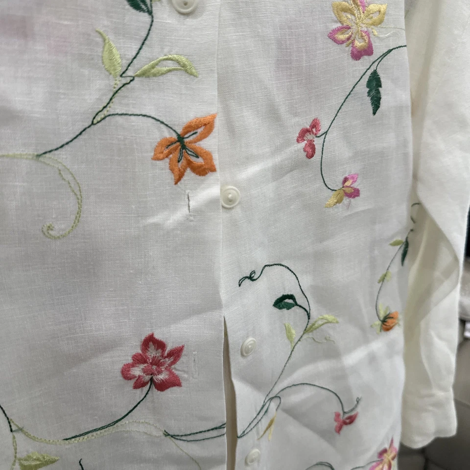 Juego de dos piezas Sunny Leigh 100 % lino bordado - talla S/pantalones talla 6 mujer Y2K Foto 4 de 4