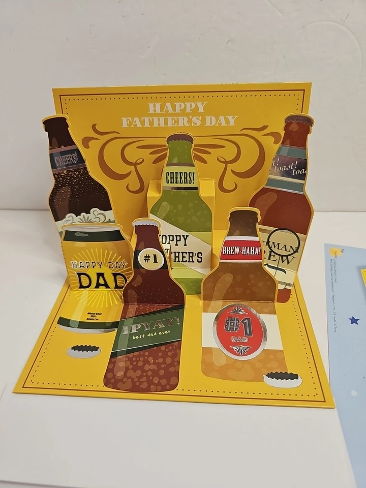 Feliz Día del Padre Pop Up Tarjeta de felicitación Amante de la cerveza Pop Saludos Papá lúpulo Foto 4 de 4