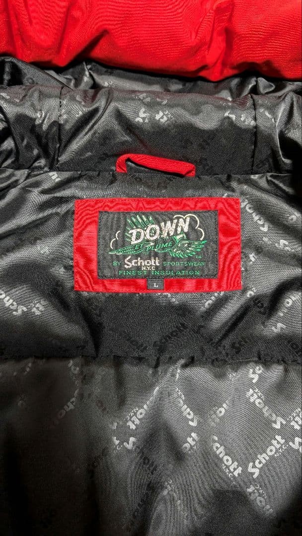 SCHOTT BROS. Down Jacket Red Black - image 3