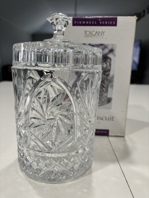 Toscany Classic Pinwheel Series Mini English Biscuit Barrel Lead Crystal w/ Box