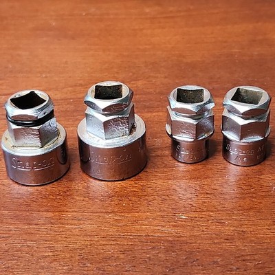 LOT OF 4 SNAP-ON PASS THRU THROUGH SOCKETS 5/8'', 11/16'', 3/8'' 7/16''