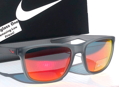 Nike ESSENTIAL ENDEAVOR Matte Wolf Grey Frame Red Mirror Sunglass