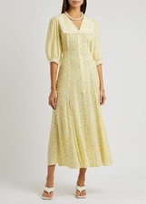 New Rixo Ellen Floral-print Crepe Midi Dress In Lemo Daisy Chain Sz M