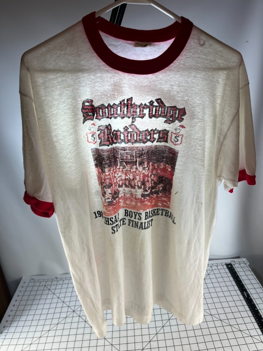 Vtg Paper Thin Distressed Indiana Southridge 1986 State Single Stitch Ringer Tee