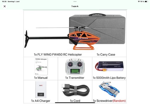 Fly Wing FW450L V3 RC-Hubschrauber mit Automatischer Rückkehr - Bild 2 von 2