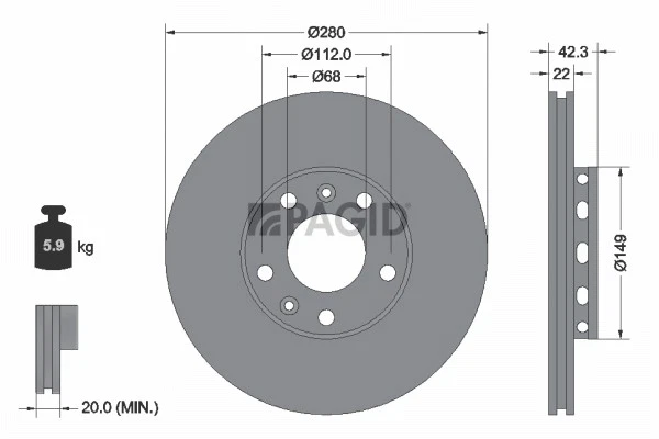 2x PAGID Disque Außenbelüftet Ø280mm pour Audi A8 4E_4E2 4E8 VW Phaeton - Photo 1/1