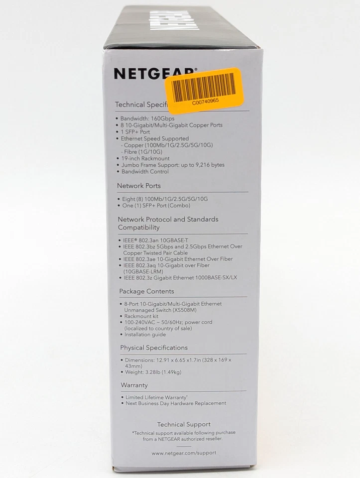 NETGEAR 8-Port 10-Gigabit/Multi-Gigabit Ethernet Unmanaged (XS508M-100NAS) Black - Image 4 of 4