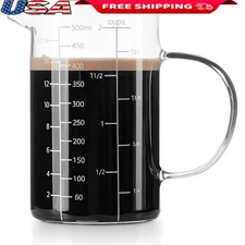 Borosilicate Glass Measuring Cup W/ V-Shaped Spout Cooking Baking Coffee New