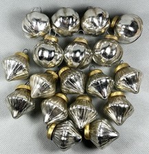 Vtg Retro Kugel Style Mercury Glass Silver Ornaments Replica Ribbed Christmas