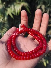 Red Ruby Rondelle Necklace 6mm Natural July Birthstone Beaded Choker Luxury