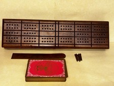 Vintage Drueke Cribbage Board No. 42 w/5 Pegs, Ruth McCulloch Playing Cards