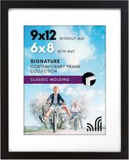 Americanflat 9X12 Picture Frame with Shatter-Resistant Glass - Use as 6X8 Frame
