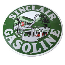 Vintage Sinclair Gasoline Sign - Dino Service Station Oil Pump Porcelain Sign Vintage Sinclair Gasoline Sign - Dino Service Station Oil Pump Porcelain Sign