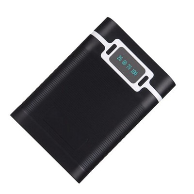 Black 5V/2.5A 2 USB Ports 2000-12000mAh Power Bank DIY Case For 4*18650 Battery.