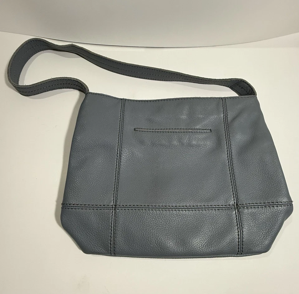 Bolso de Hombro Vintage The SAK “De Young” Hobo Slouch 100% Cuero Azul Pizarra Foto 4 de 4