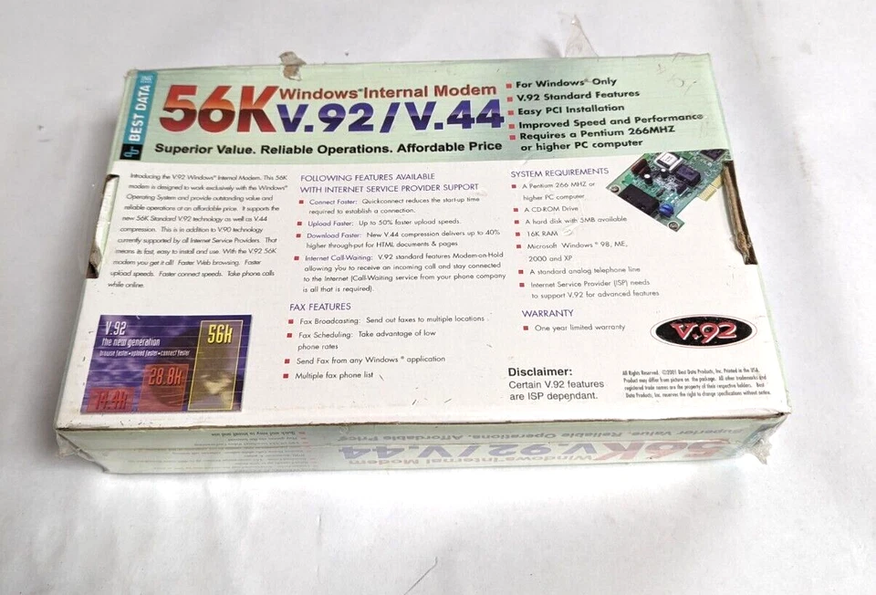 NEW  - Best data 56K V.92 V.44 PCI Fax Modem Card - Free Ship - Image 2 of 4