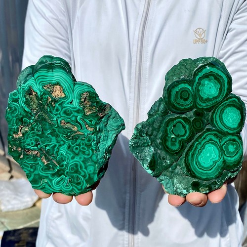 2LB A Pair Natural Green Malachite Crystal Flaky Pattern Ore Specimen Quartz - 第 10/15 張圖片