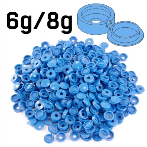 20 COLOUR SMALL PLASTIC HINGED SCREW FOLD OVER COVER CAPS 6g/8g Gauge M3.5 & M4 - Picture 28 of 81