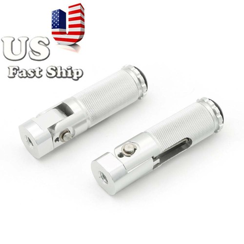 US CNC Universal Foldable Footpegs Foot Pegs Pedals Footrests Aluminum Silver - Picture 10 of 10
