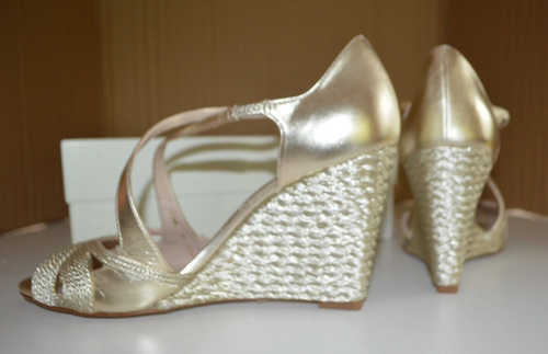 L.K. BENNETT Pale Gold Juliette Leather Wedges Espedrilles New 7 UK 40 EU US 9.5 - Picture 6 of 16