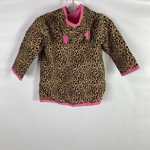 Gymboree Girls Jacket Size 4 Hooded Hook and Loop Closure Long Sleeve Brown Pink - Picture 3 of 7