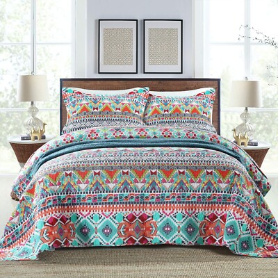NEWLAKE Cotton Bedspread Quilt Sets-Reversible Patchwork Coverlet Set,Boundle...