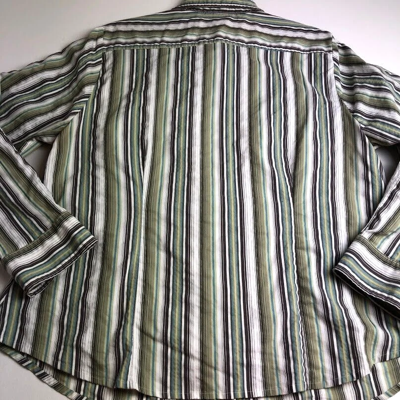 Lane Bryant 纽扣衬衫女式 14 16 多色条纹长袖工作上衣 — 第 4/4 张图片