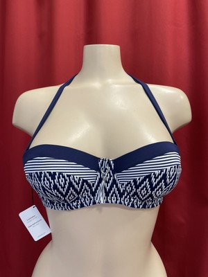 Aubade Bikini-Top  MARI  80B  Bikini-Oberteil  Blau Bügel Schale Neckholder