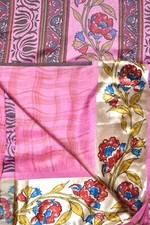 FNC Vintage Pochampally Hand Woven Pink Sarees Art Silk Blouse Sari Fabric 5YD