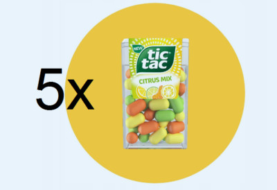 TIC TAC CITRUS MIX - 5x18G/0.64oz - PACK OF 5 - FRESH BREATH MINTS
