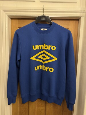 Umbro x Pull Bear Vintage Collaboration Mens Blue Yellow Sweatshirt Size  Large UK