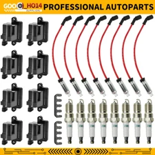 8 Pack Square Ignition Coil & Spark Plug Wire For Chevy GMC LS3 4.8/5.3/6.0/8.1L