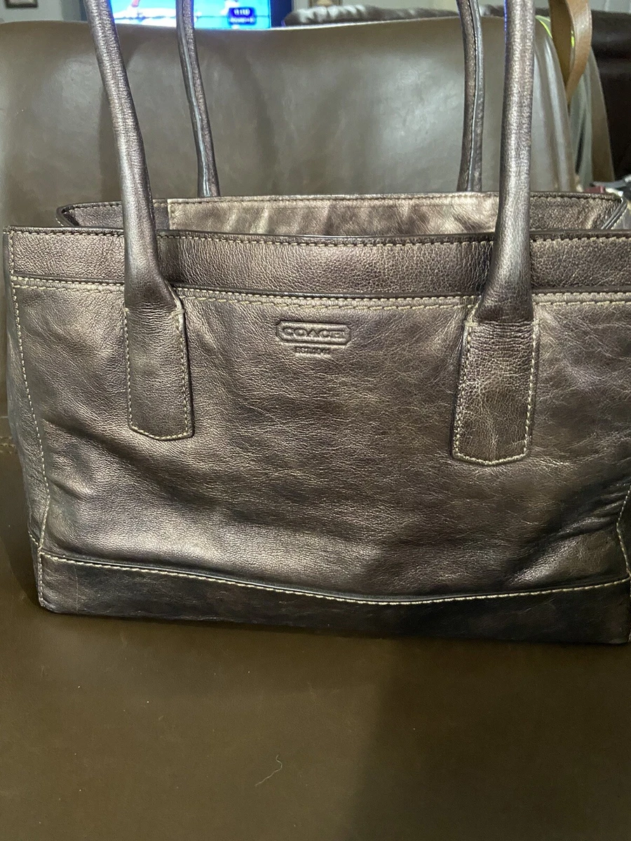 Coach Madeline Multi-Pocket Satchel metallic Brown Leather F0826 