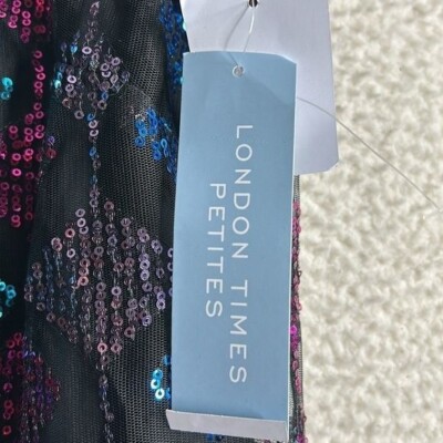 NWT London Times Womens Diamond Sequined Cocktail Dress Size 6P