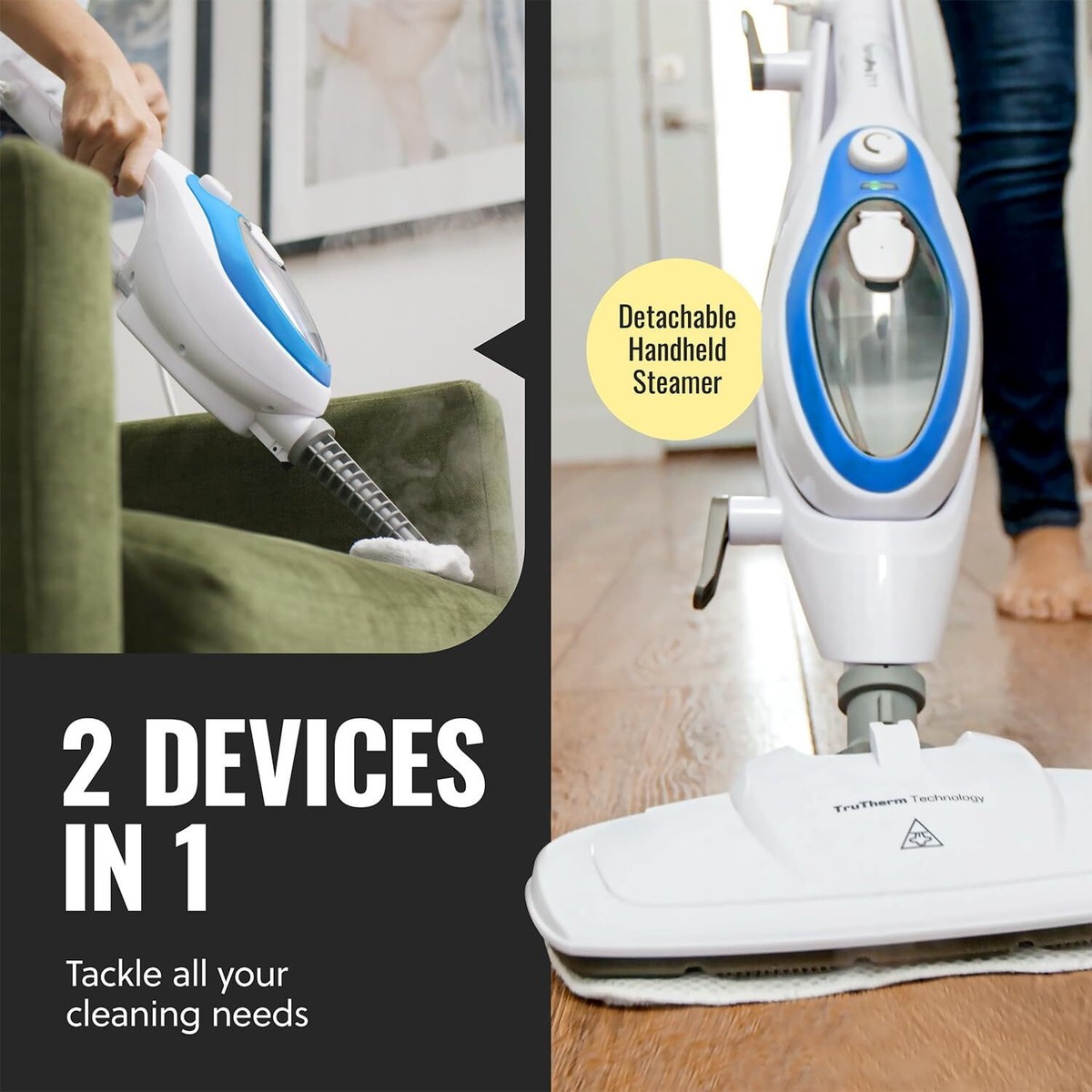 PurSteam Steam Mop Floor Cleaner 10-in-1 with Accessory Detachable