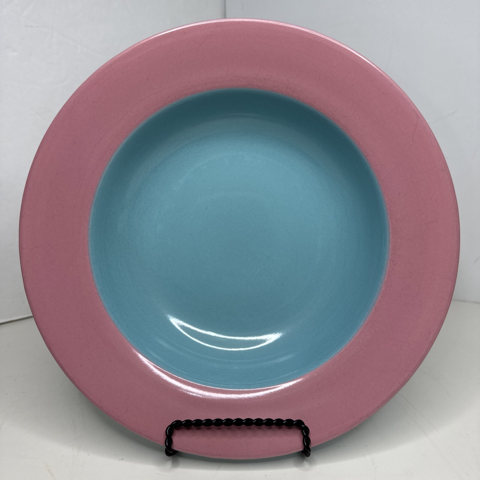 Lindt Stymiest Colorways Rimmed Soup Bowl 9” Pink Turquoise Discontinued