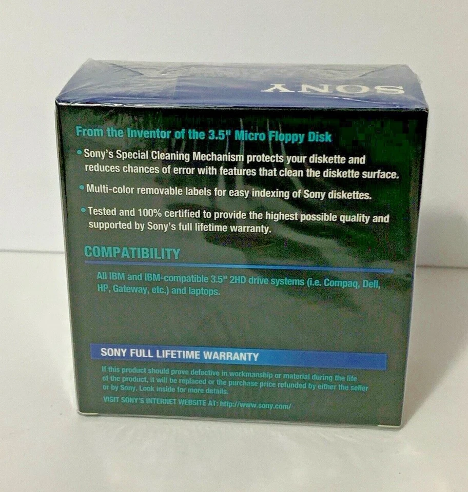 Sony 2HD Floppy Diskettes IBM Formatted 1.44 MB 3.5 Inch ▪ 10 Pack NEW SEALED - Image 2 of 4